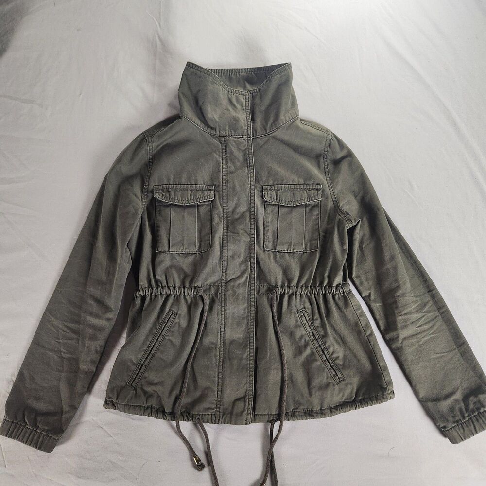 Old Navy Womens Utility Military Style Jacket Green Small Cotton Drawstring